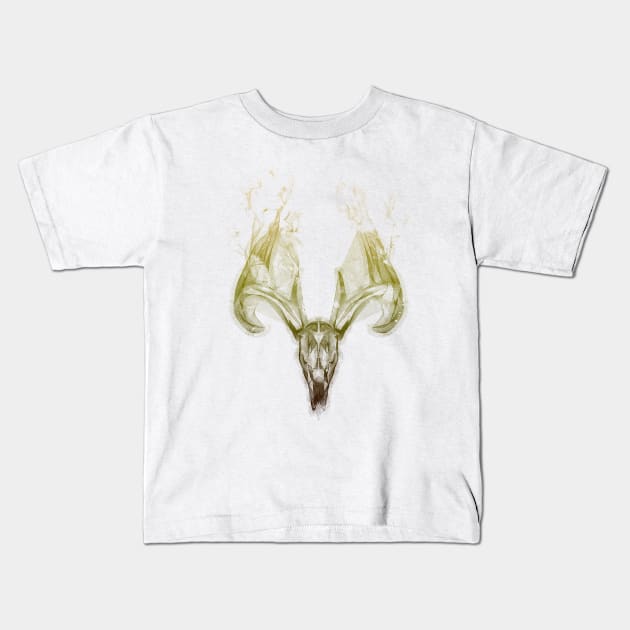 Deer Skull Kids T-Shirt by nicholasolsen